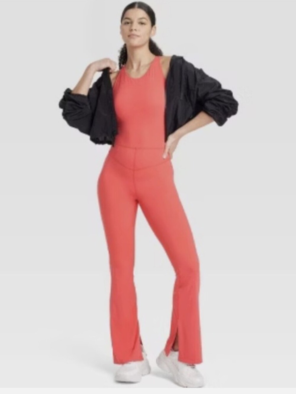 JoyLab Coral Boot‑Cut Jumpsuit with Front Slits